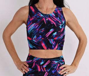 Crop top MODRO-RŮŽOVÉ ČÁRY | S/M
